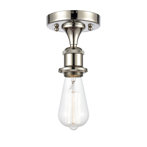 Innovations Bare Bulb 1-Light 4.5in Semi-Flush Mount | Industrial Farmhouse Polished Nickel Steel and Cast Brass | Entryway & Hallway | Model 616-1F-PN