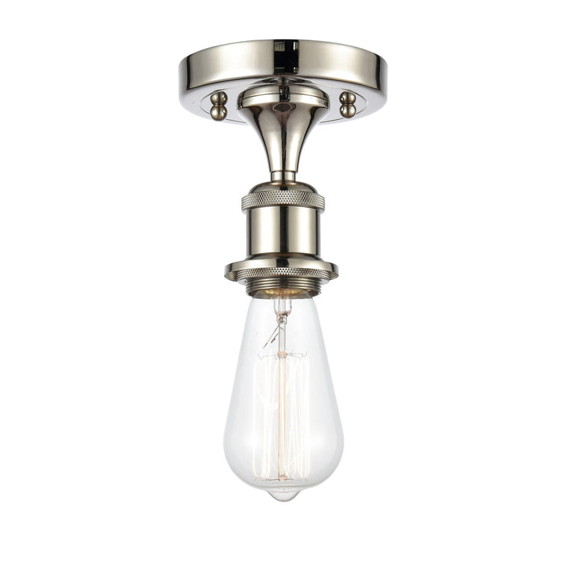Innovations Bare Bulb 1-Light 4.5in Semi-Flush Mount | Industrial Farmhouse Polished Nickel Steel and Cast Brass | Entryway & Hallway | Model 616-1F-PN