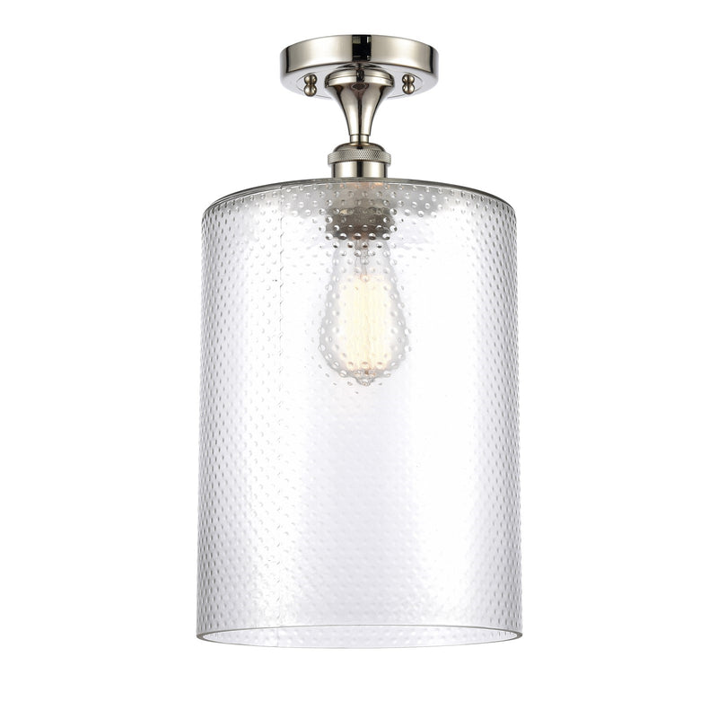 Innovations Cobbleskill 9in 1-Light Semi-Flush Mount | Industrial Polished Nickel Steel and Clear Glass | Entryway & Hallway | 9 | Model 616-1F-PN-G112-L