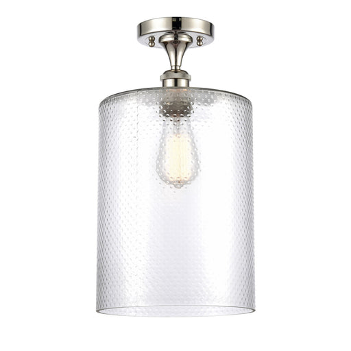 Innovations Cobbleskill 9in 1-Light Semi-Flush Mount | Industrial Polished Nickel Steel and Clear Glass | Entryway & Hallway | 9 | Model 616-1F-PN-G112-L