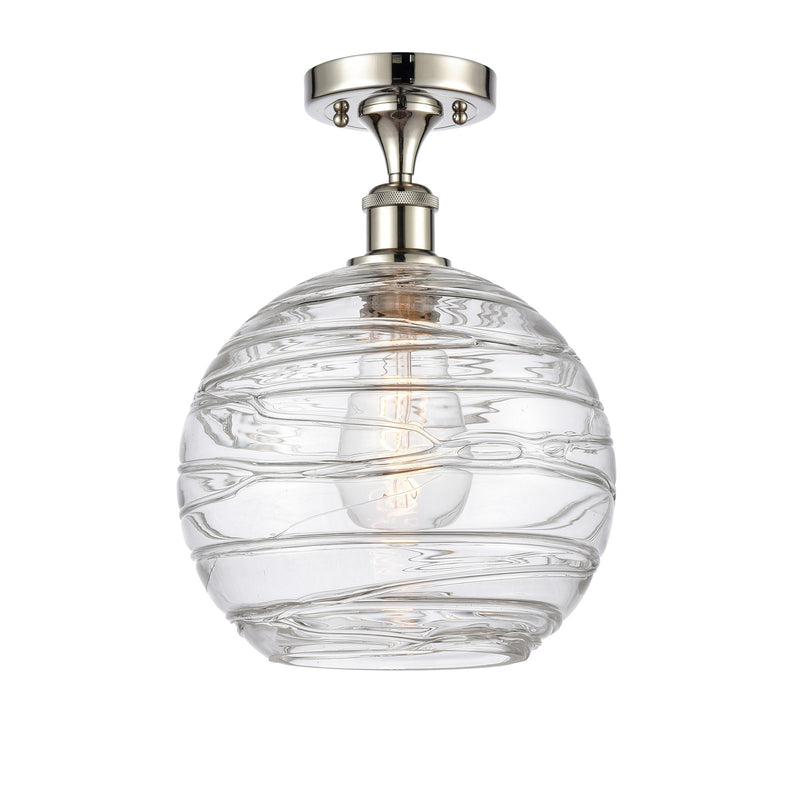 Innovations Athens Deco Swirl 10in 1-Light Semi-Flush Mount | Industrial Modern Polished Nickel and Clear Glass | Entryway & | Model 616-1F-PN-G1213-10CL