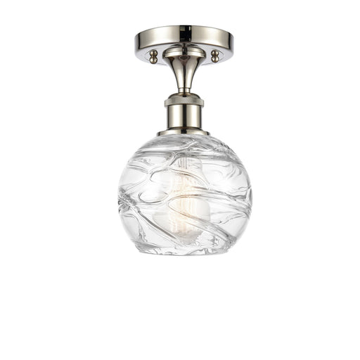 Innovations Athens Deco Swirl 6in 1-Light Semi-Flush Mount | Industrial Polished Nickel Steel and Clear Deco Swirl Glass | Model 616-1F-PN-G1213-6CL