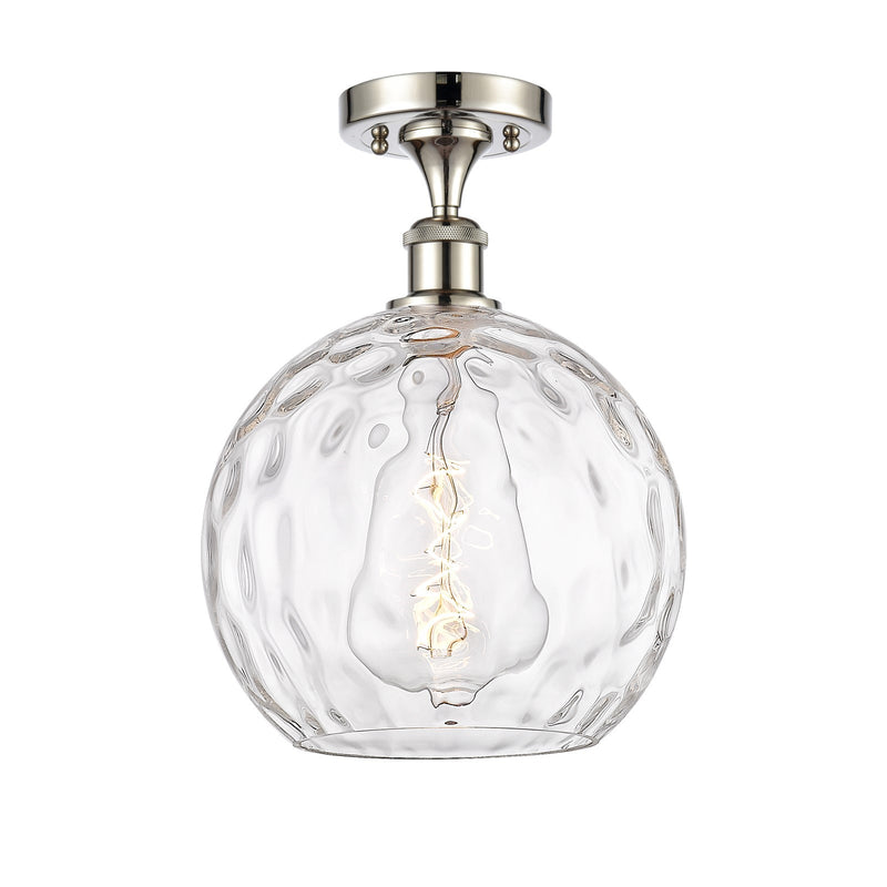 Innovations Athens Water Glass 10in 1-Light Semi-Flush Mount | Industrial Polished Nickel and Clear Glass | Entryway & Hallway | Model 616-1F-PN-G1215-10