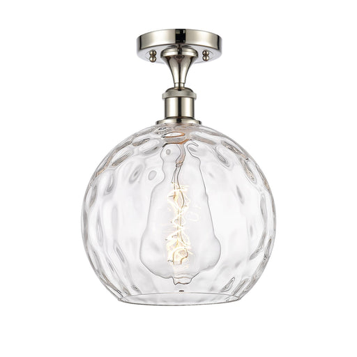 Innovations Athens Water Glass 10in 1-Light Semi-Flush Mount | Industrial Polished Nickel and Clear Glass | Entryway & Hallway | Model 616-1F-PN-G1215-10