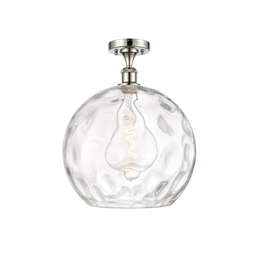 Innovations Athens Water Glass 13in 1-Light Semi-Flush Mount | Industrial Polished Nickel and Clear Glass | Entryway & Hallway | Model 616-1F-PN-G1215-14