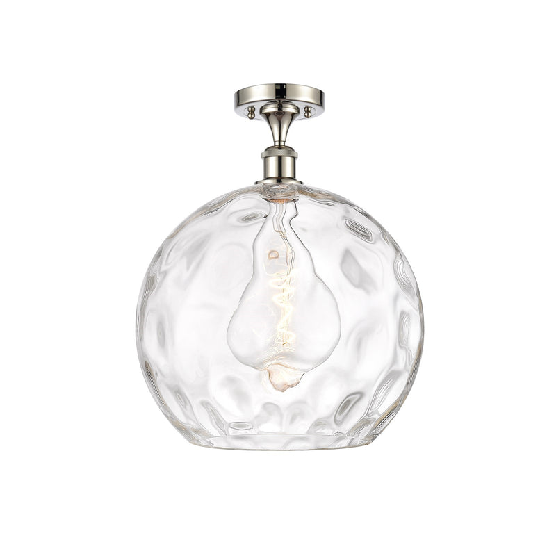 Innovations Athens Water Glass 13in 1-Light Semi-Flush Mount | Industrial Polished Nickel and Clear Glass | Entryway & Hallway | Model 616-1F-PN-G1215-14
