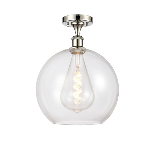 Innovations Athens 12in 1-Light Semi-Flush Mount | Industrial Polished Nickel Steel and Clear Glass | Entryway & Hallway | 11.75 | Model 616-1F-PN-G122-12