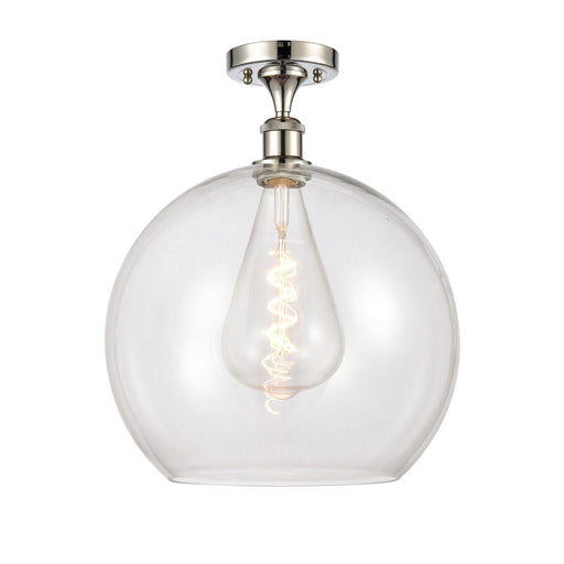 Innovations Athens 14in 1-Light Semi-Flush Mount | Industrial Modern Contempo Polished Nickel and Clear Glass | Damp Location | Model 616-1F-PN-G122-14