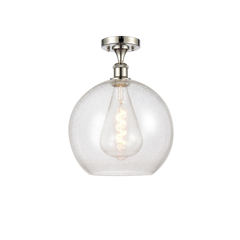 Innovations Athens 12in 1-Light Semi-Flush Mount | Industrial Polished Nickel and Seedy Glass | Kitchen & Hallway | 11.75 x | Model 616-1F-PN-G124-12