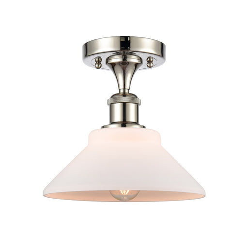 Innovations Orwell 8in 1-Light Semi-Flush Mount | Industrial Polished Nickel and Matte White Glass | Entryway & Hallway | 8.38 x | Model 616-1F-PN-G131