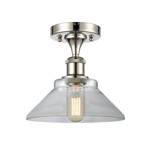 Innovations Orwell 8.38in 1-Light Semi-Flush Mount | Industrial Polished Nickel and Clear Glass | Entryway & Hallway | 8.38 x 8.25 | Model 616-1F-PN-G132