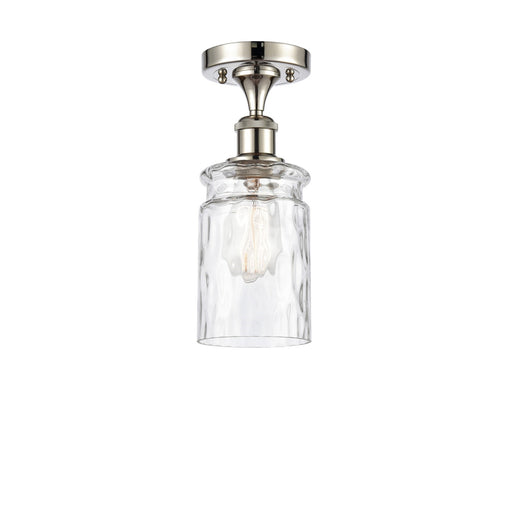 Innovations Candor 1-Light 4.75in Semi-Flush Mount | Industrial Polished Nickel and Clear Waterglass Glass | Hallway & Bathroom | Model 616-1F-PN-G352