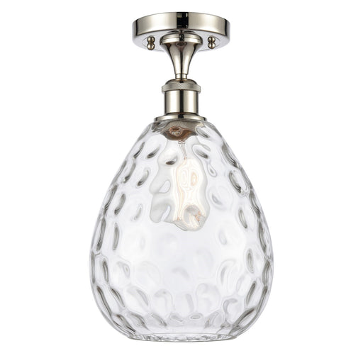 Innovations Waverly 8in 1-Light Semi-Flush Mount | Industrial Polished Nickel Steel and Clear Glass | Damp Location Entryway & | Model 616-1F-PN-G372