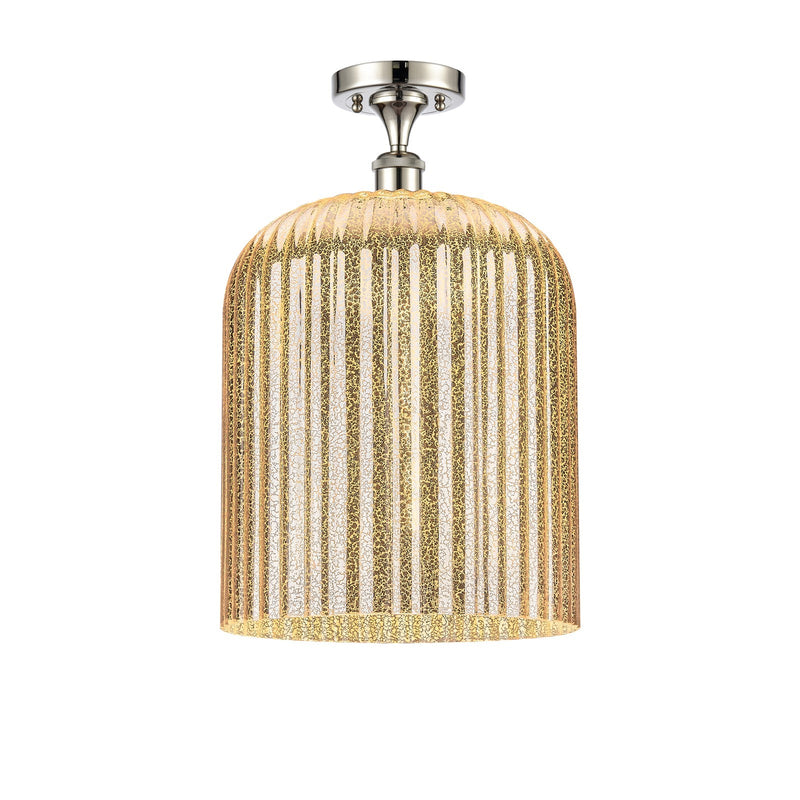 Innovations Bridal Veil 5in 1-Light Semi-Flush Mount | Art Nouveau Polished Nickel and Mercury Ribbed Glass | Damp-Rated | Model 616-1F-PN-G559-12ME