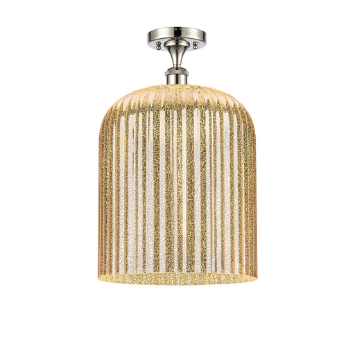 Innovations Bridal Veil 5in 1-Light Semi-Flush Mount | Art Nouveau Polished Nickel and Mercury Ribbed Glass | Damp-Rated | Model 616-1F-PN-G559-12ME