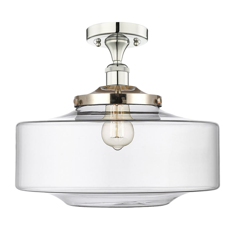 Innovations Bridgeton 12in 1-Light Semi-Flush Mount | Traditional Polished Nickel Steel and Clear Glass | Entryway & Hallway | Model 616-1F-PN-G692-16