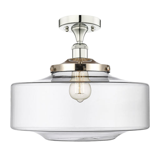 Innovations Bridgeton 12in 1-Light Semi-Flush Mount | Traditional Polished Nickel Steel and Clear Glass | Entryway & Hallway | Model 616-1F-PN-G692-16