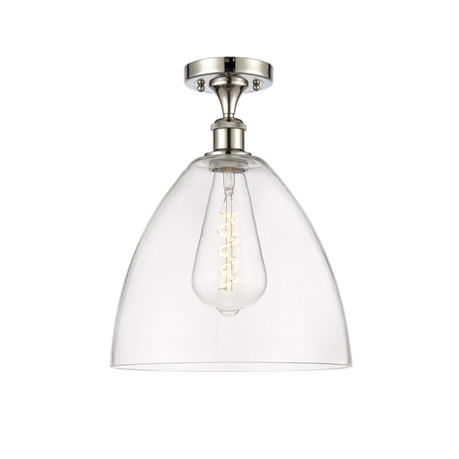 Innovations Bristol 12in 1-Light Semi-Flush Mount | Industrial Polished Nickel Steel and Clear Glass | Entryway & Hallway | 12 x | Model 616-1F-PN-GBD-122