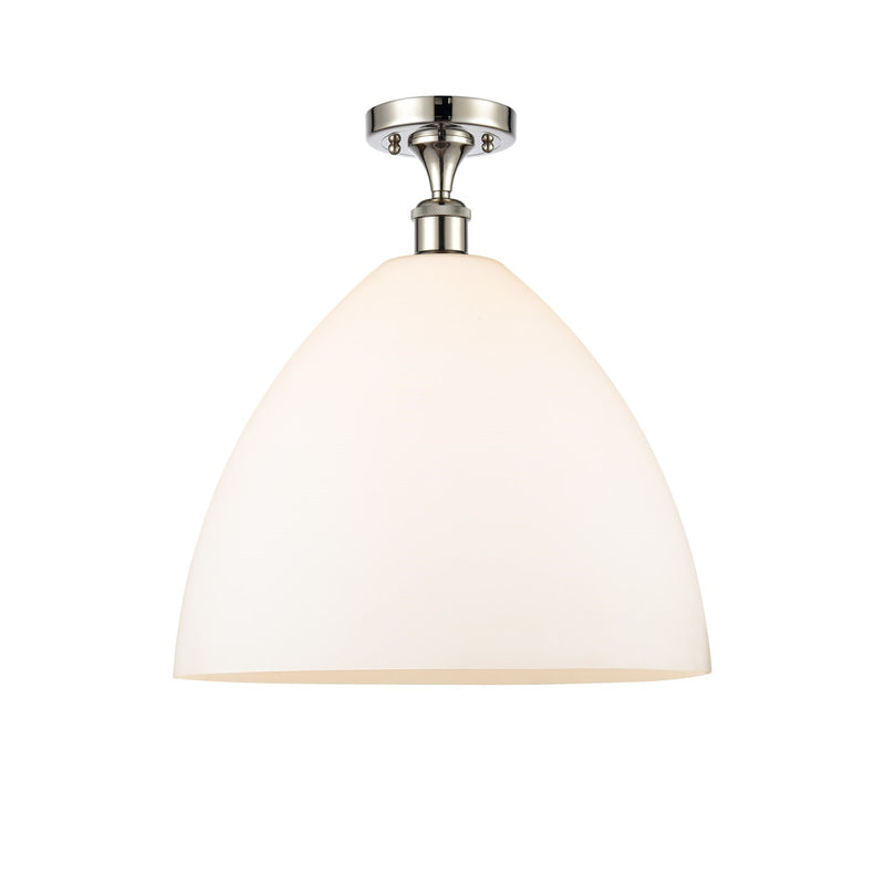 Innovations Bristol 16in 1-Light Semi-Flush Mount | Industrial Polished Nickel Steel and Matte White Glass | Entryway & Hallway | Model 616-1F-PN-GBD-161