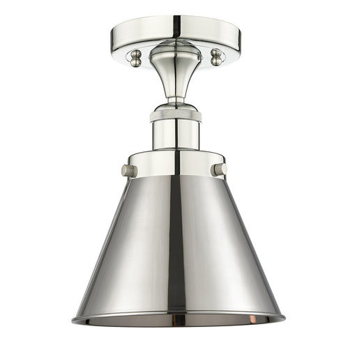 Innovations Appalachian 8in 1-Light Semi-Flush Mount | Traditional Industrial Polished Nickel Steel and Cast Brass with Polished | Model 616-1F-PN-M13-PN