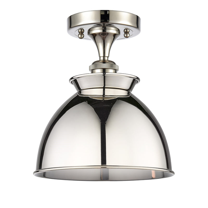 Innovations Adirondack 8in 1-Light Semi-Flush Mount | Industrial Polished Nickel Steel and Cast Brass with Polished Nickel Metal | Model 616-1F-PN-M14-PN