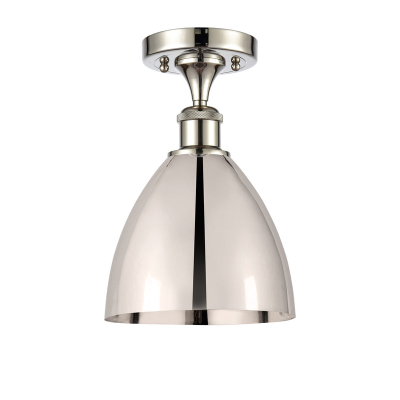 Innovations Bristol 8in 1-Light Semi-Flush Mount | Industrial Polished Nickel Steel and Cast Brass with Polished Nickel Metal | Model 616-1F-PN-MBD-75-PN