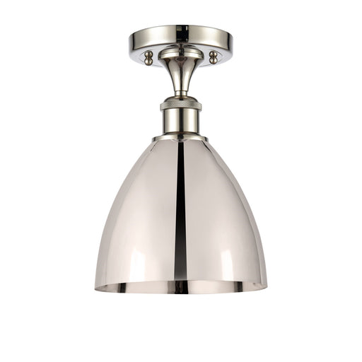 Innovations Bristol 8in 1-Light Semi-Flush Mount | Industrial Polished Nickel Steel and Cast Brass with Polished Nickel Metal | Model 616-1F-PN-MBD-75-PN