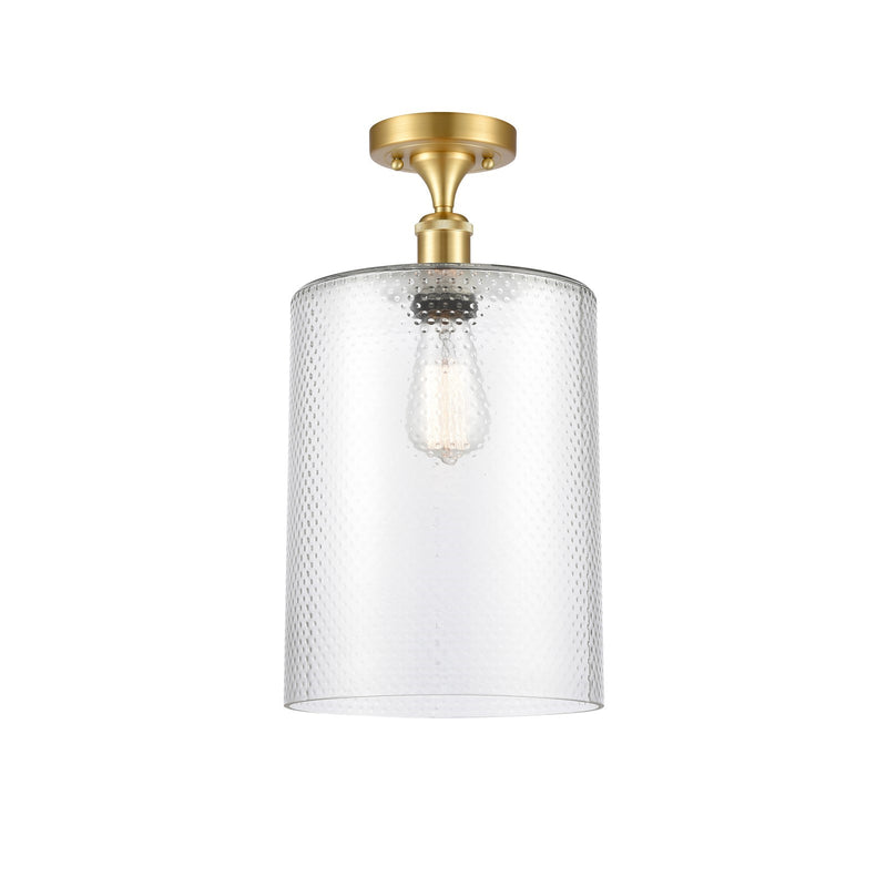 Innovations Cobbleskill 9in 1-Light Semi-Flush Mount | Industrial Satin Gold Steel and Clear Glass | Entryway & Hallway | 9 x 17 | Model 616-1F-SG-G112-L