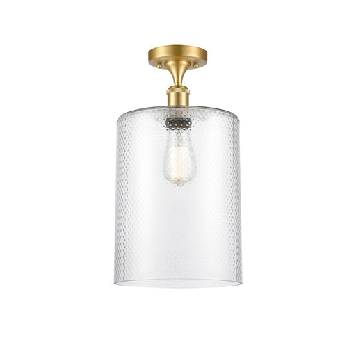 Innovations Cobbleskill 9in 1-Light Semi-Flush Mount | Industrial Satin Gold Steel and Clear Glass | Entryway & Hallway | 9 x 17 | Model 616-1F-SG-G112-L