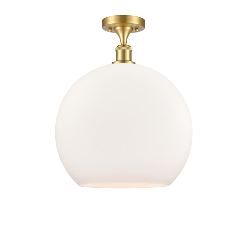 Innovations Athens 14in 1-Light Semi-Flush Mount | Industrial Satin Gold Steel and Matte White Glass | Entryway & Hallway | Model 616-1F-SG-G121-14
