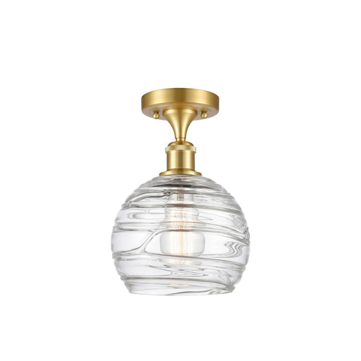 Innovations Athens Deco Swirl 8in 1-Light Semi-Flush Mount | Industrial Satin Gold Steel and Clear Glass | Entryway & Hallway | Model 616-1F-SG-G1213-8CL