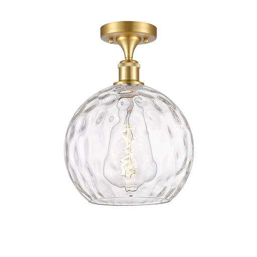 Innovations Athens Water Glass 10in 1-Light Semi-Flush Mount | Industrial Satin Gold Steel and Clear Glass | Kitchen & Hallway | Model 616-1F-SG-G1215-10