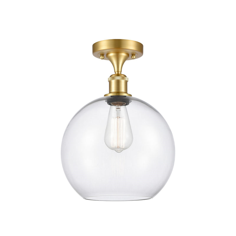 Innovations Athens 10in 1-Light Semi-Flush Mount | Industrial Satin Gold Steel and Clear Glass | Entryway & Hallway | 10 x 14.25 | Model 616-1F-SG-G122-10
