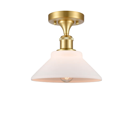 Innovations Orwell 8in 1-Light Semi-Flush Mount | Industrial Satin Gold Steel and Matte White Glass | Kitchen & Hallway | 8.38 x | Model 616-1F-SG-G131