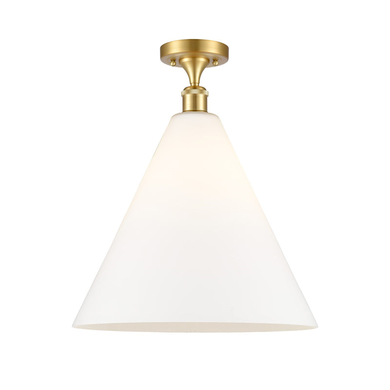 Innovations Berkshire 16in 1-Light Semi-Flush Mount | Industrial Satin Gold Steel and Matte White Glass | Entryway & Hallway | Model 616-1F-SG-GBC-161
