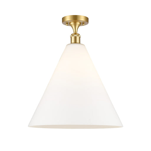 Innovations Berkshire 16in 1-Light Semi-Flush Mount | Industrial Satin Gold Steel and Matte White Glass | Entryway & Hallway | Model 616-1F-SG-GBC-161