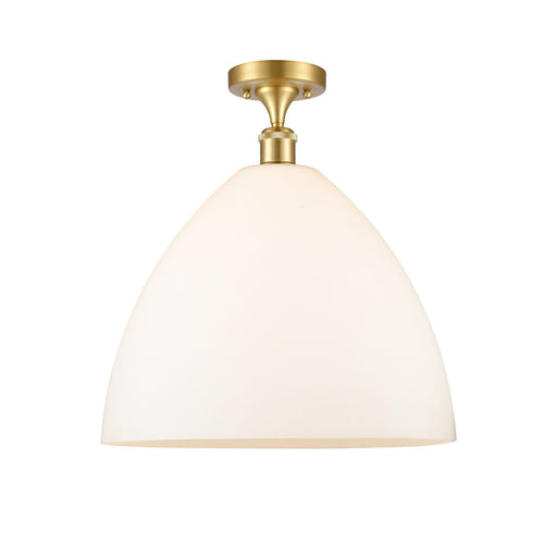 Innovations Bristol 16in 1-Light Semi-Flush Mount | Industrial Satin Gold Steel and Matte White Glass | Entryway & Hallway | 16 | Model 616-1F-SG-GBD-161