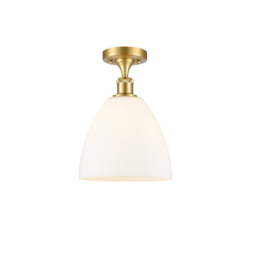 Innovations Bristol 9in 1-Light Semi-Flush Mount | Industrial Satin Gold Steel and Matte White Glass | Entryway & Hallway | 9 x 9 | Model 616-1F-SG-GBD-91