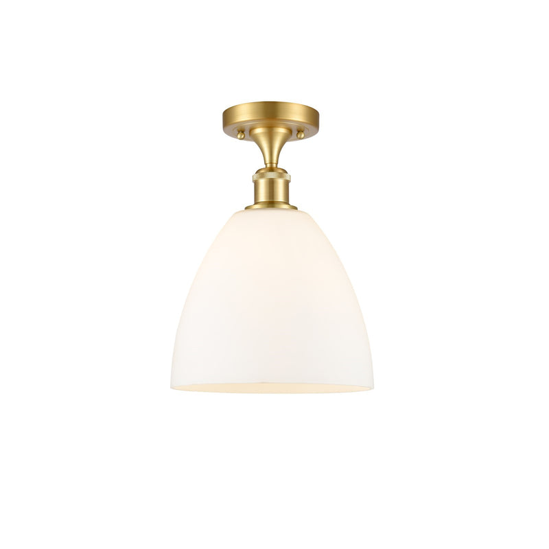 Innovations Bristol 9in 1-Light Semi-Flush Mount | Industrial Satin Gold Steel and Matte White Glass | Entryway & Hallway | 9 x 9 | Model 616-1F-SG-GBD-91