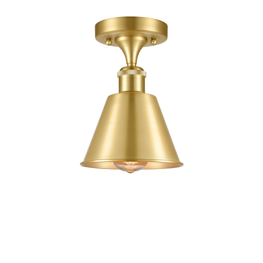 Innovations Lighting Smithfield 1-Light Semi-Flush Mount | Industrial Farmhouse Satin Gold Steel and Cast Brass | Entryway & | Model 616-1F-SG-M8-SG