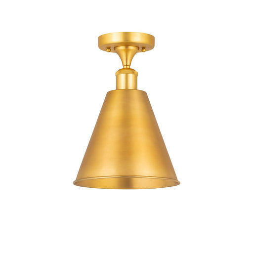 Innovations Berkshire 8in 1-Light Semi-Flush Mount | Industrial Satin Gold Steel and Cast Brass with Satin Gold Metal Shade | Model 616-1F-SG-MBC-8-SG