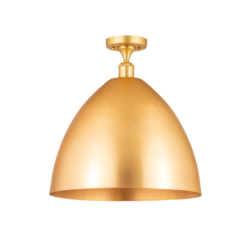 Innovations Bristol 16in 1-Light Semi-Flush Mount | Industrial Satin Gold Steel and Cast Brass with Satin Gold Metal Cone | Model 616-1F-SG-MBD-16-SG