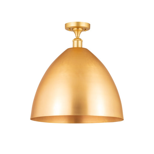 Innovations Bristol 16in 1-Light Semi-Flush Mount | Industrial Satin Gold Steel and Cast Brass with Satin Gold Metal Cone | Model 616-1F-SG-MBD-16-SG