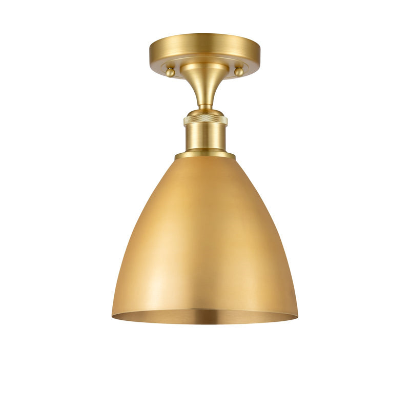 Innovations Bristol 7.5in 1-Light Semi-Flush Mount | Industrial Farmhouse Satin Gold Steel and Cast Brass with Satin Gold | Model 616-1F-SG-MBD-75-SG
