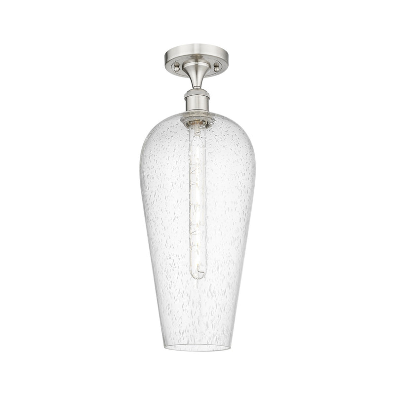 Innovations Chelsea 8in 1-Light Semi-Flush Mount | Industrial Brushed Satin Nickel Steel and Seedy Glass | Entryway & Hallway | Model 616-1F-SN-G456-8SDY