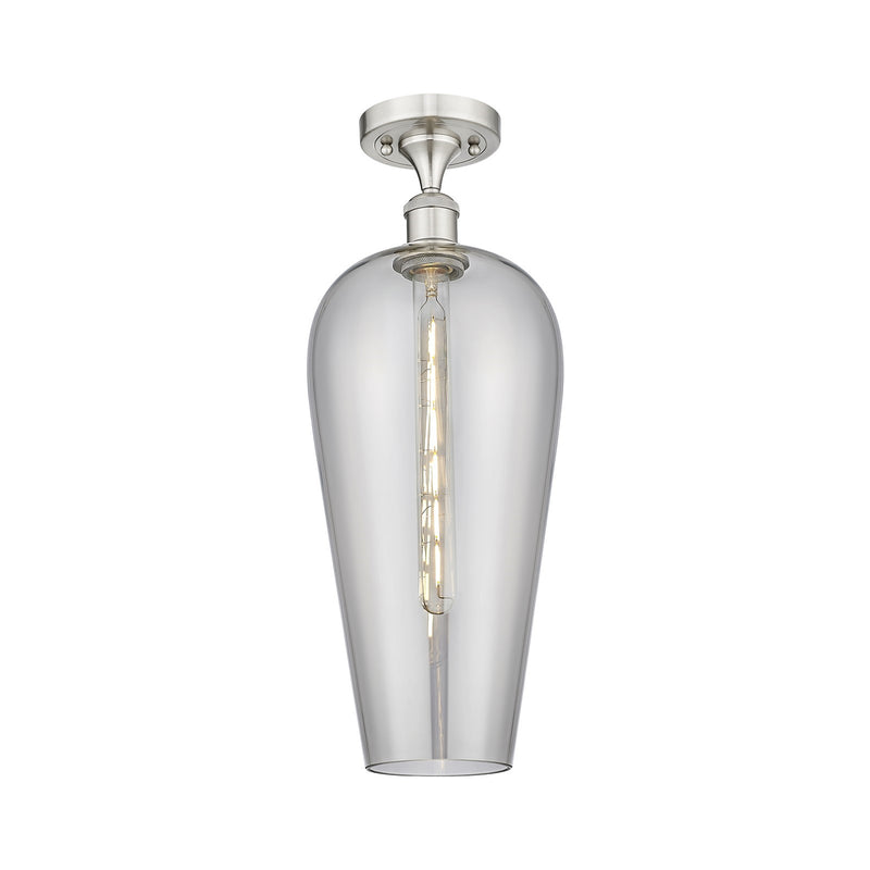 Innovations Chelsea 8in 1-Light Semi-Flush Mount | Industrial Brushed Satin Nickel and Light Smoke Glass | Entryway & Hallway | Model 616-1F-SN-G456-8SM
