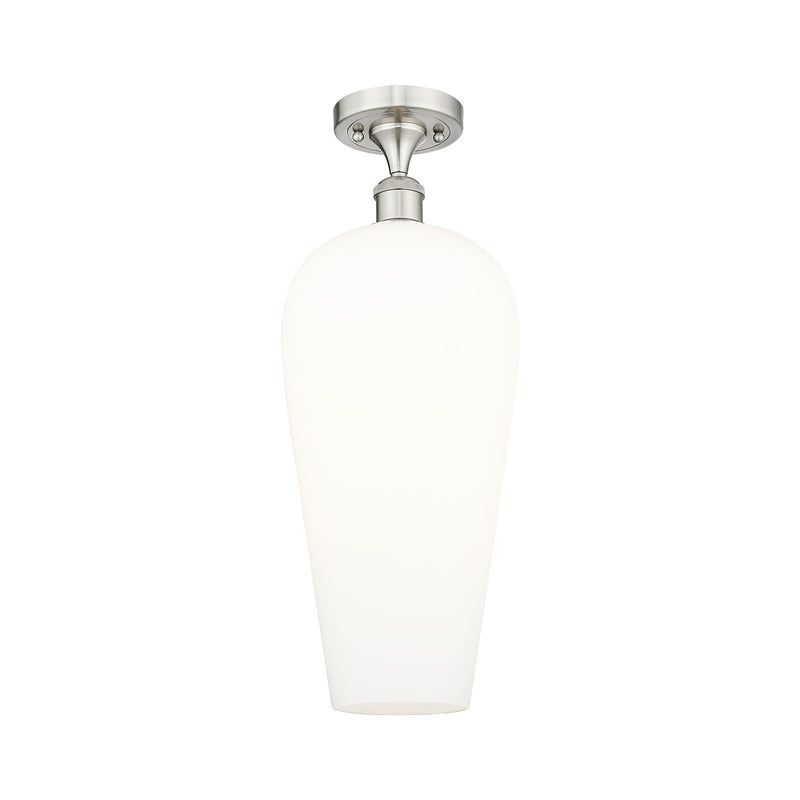 Innovations Chelsea 8in 1-Light Semi-Flush Mount | Industrial Brushed Satin Nickel and White Glass | Entryway & Hallway | 8 x 8 | Model 616-1F-SN-G456-8WH