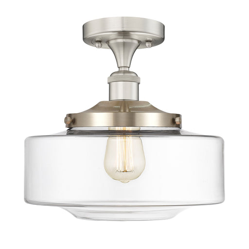 Innovations Bridgeton 12in 1-Light Semi-Flush Mount | Traditional Brushed Satin Nickel and Clear Glass | Entryway & Hallway | Model 616-1F-SN-G692-12
