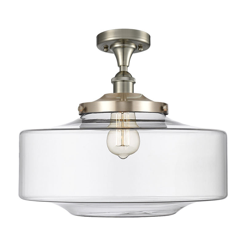 Innovations Bridgeton 16in 1-Light Semi-Flush Mount | Traditional Brushed Satin Nickel and Clear Glass | Entryway & Hallway | Model 616-1F-SN-G692-16