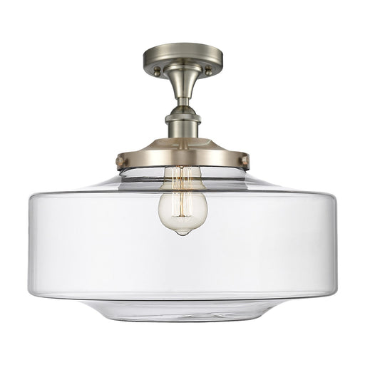 Innovations Bridgeton 16in 1-Light Semi-Flush Mount | Traditional Brushed Satin Nickel and Clear Glass | Entryway & Hallway | Model 616-1F-SN-G692-16